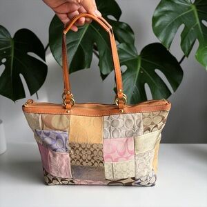 Coach Patchwork Signature Tote Bag in Multicolor